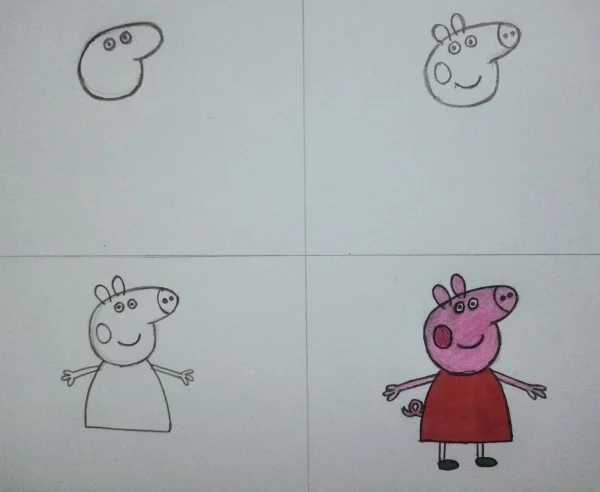 24 Lovely Cartoon Drawings Ideas Pegga peggy step by step
