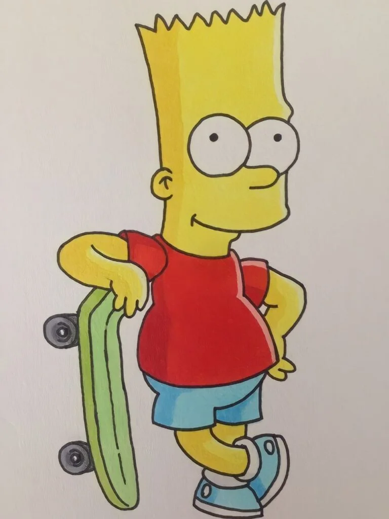 24 Lovely Cartoon Drawings Ideas Bart simpson with skating board