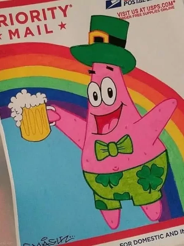 Patrick star drinking beer