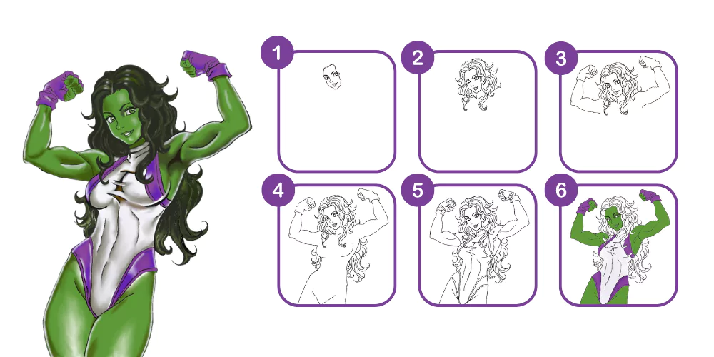 How to Draw She-Hulk From —She-Hulk: Attorney at Law All pictures in frame