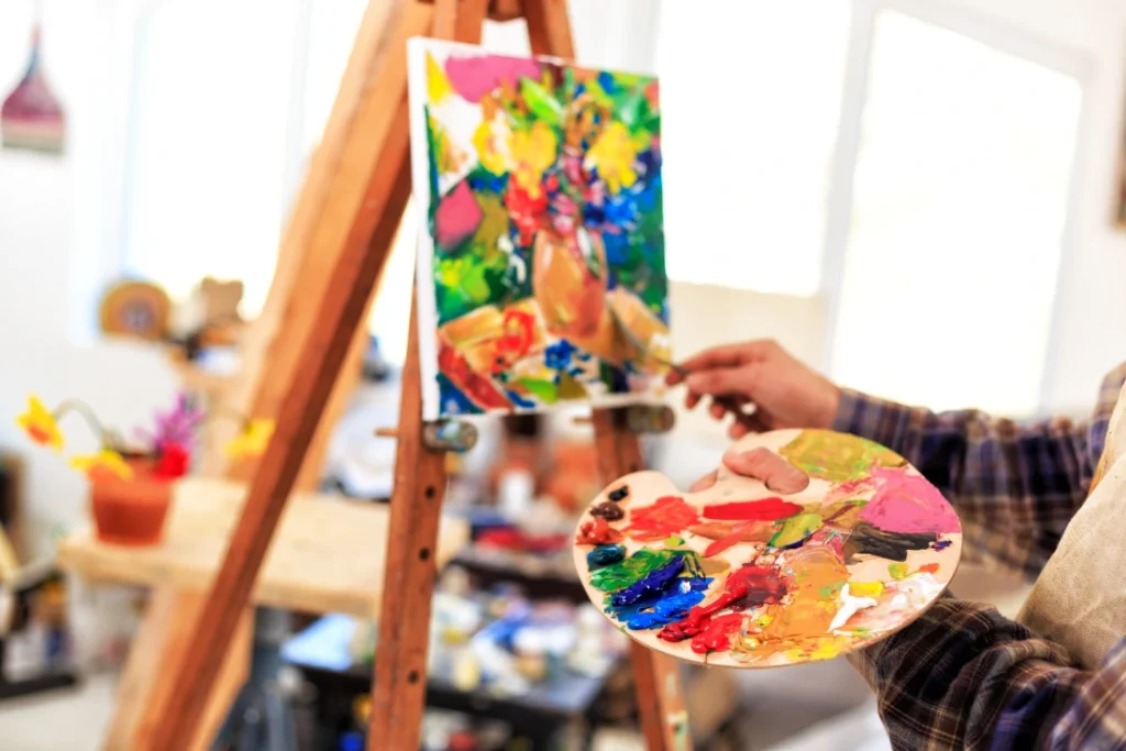 How to Use AI Tools as an Artist (the smart way) Color palette and an easel