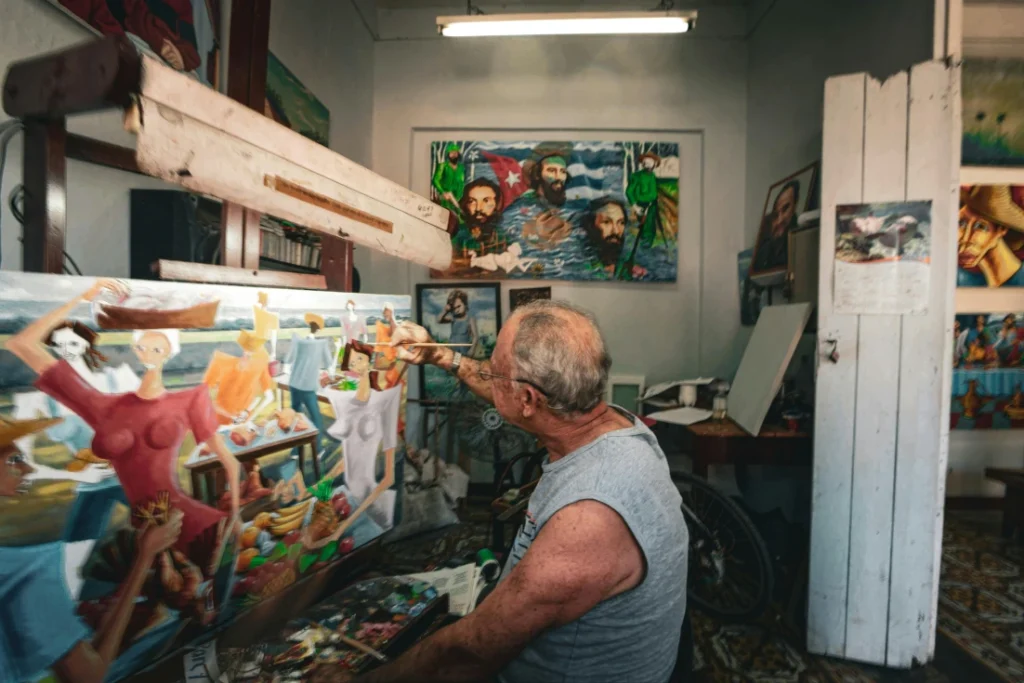 How to Use AI Tools as an Artist (the smart way) Old man making art in best composition