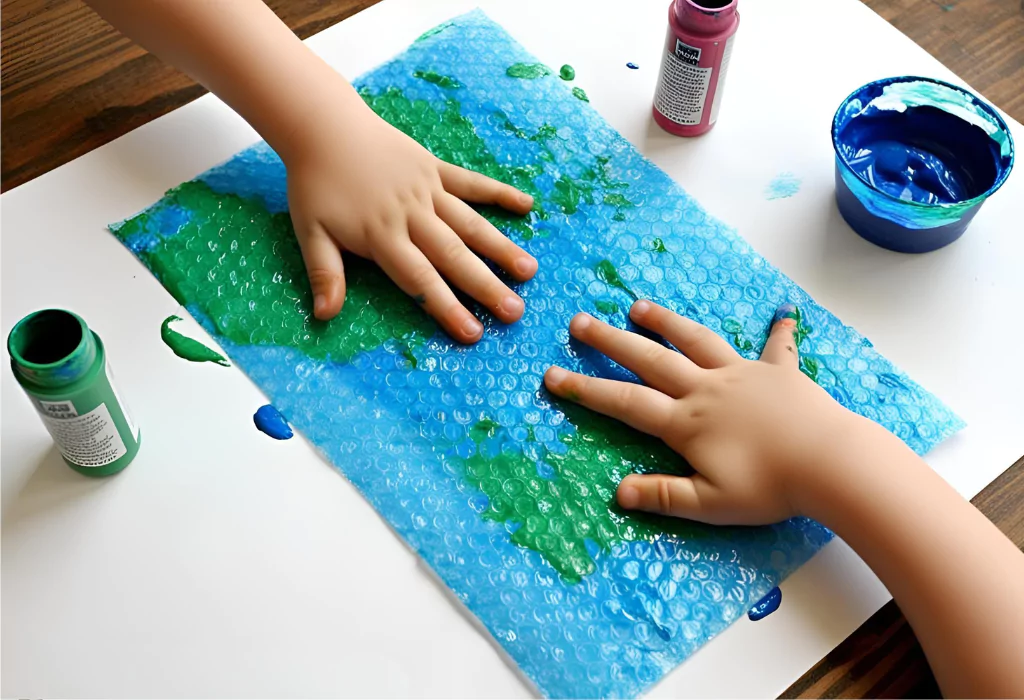 10 Easy Summer Beach Craft Ideas for Kids bubble wrap ocean painting 6829873078c5f