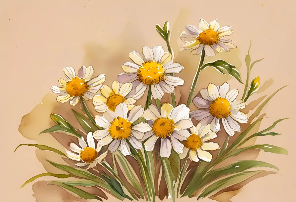 12 Easy Watercolor Summer Floral Paintings chamomile tea vibe 6829824a734d6