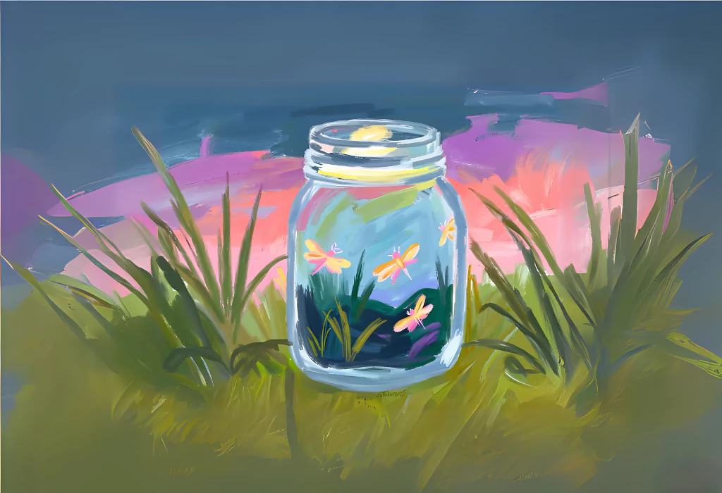 15 Easy Summer Canvas Painting Ideas (You Can't Resist) fireflies in a mason jar 6829837340709