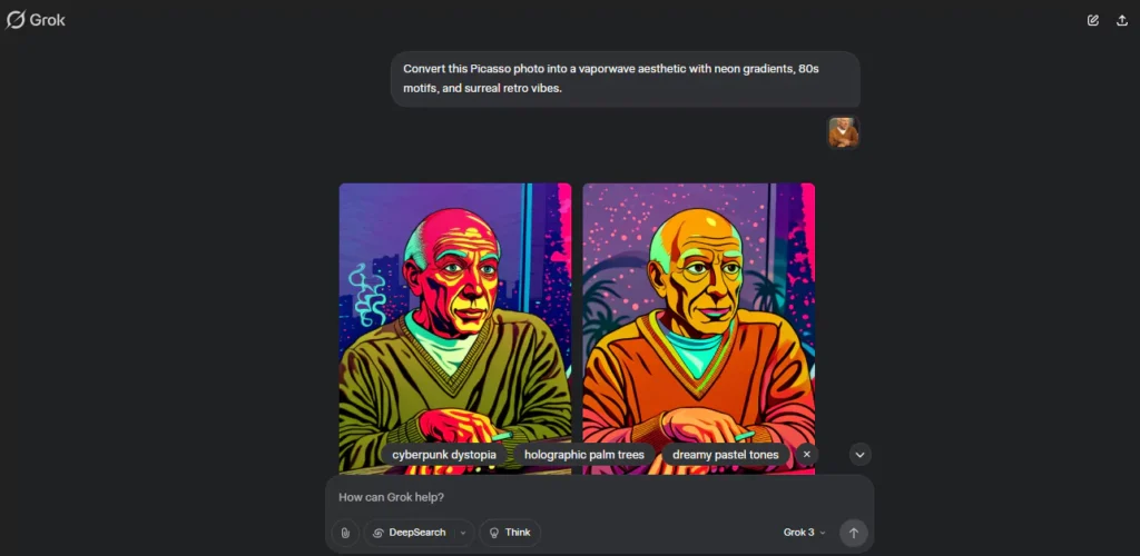 9 Best Image to Art AI Websites (tried & tested) Grok AI Picasso Vaporwave Art