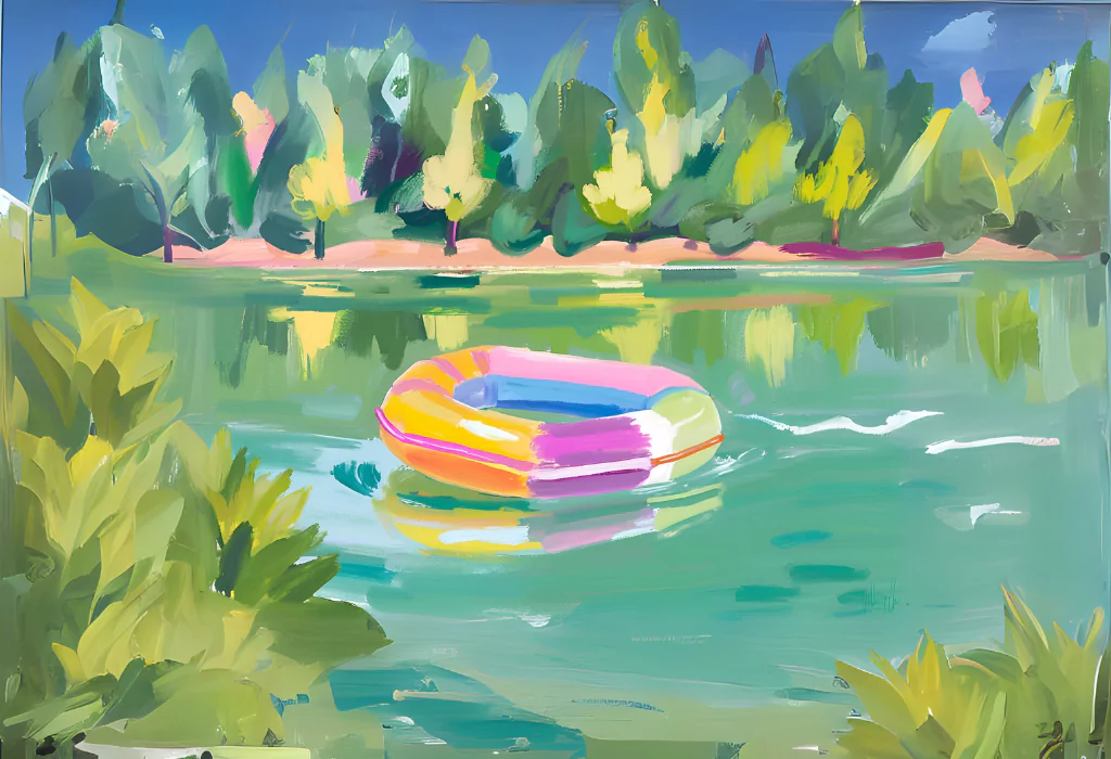 15 Easy Summer Canvas Painting Ideas (You Can't Resist) lazy river float 6829837a3064e