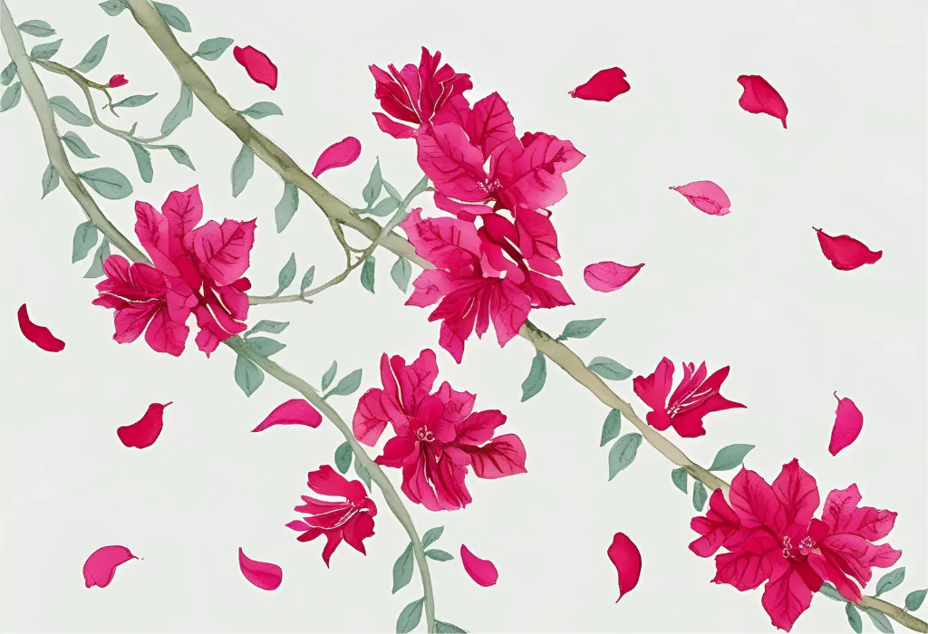 12 Easy Watercolor Summer Floral Paintings loose bougainvillea trails 682982398f82d