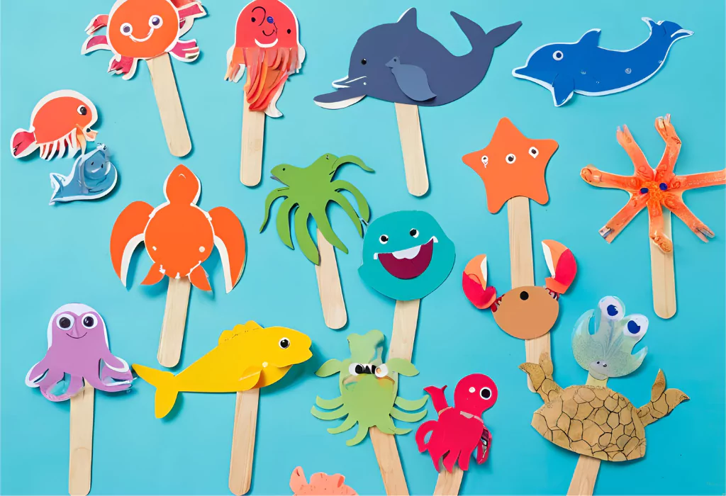 10 Easy Summer Beach Craft Ideas for Kids ocean animal stick puppets 6829873e1dada