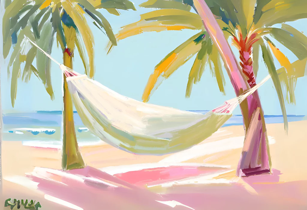 15 Easy Summer Canvas Painting Ideas (You Can't Resist) sun drenched hammock scene 682983885c175