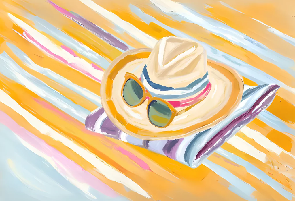 15 Easy Summer Canvas Painting Ideas (You Can't Resist) sun hat and sunglasses 68298385c92cc