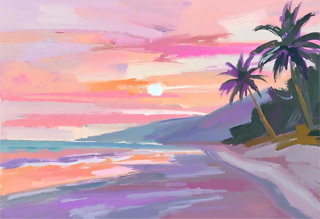 15 Easy Summer Canvas Painting Ideas (You Can't Resist) sunset over a deserted beach 6829838f15eba