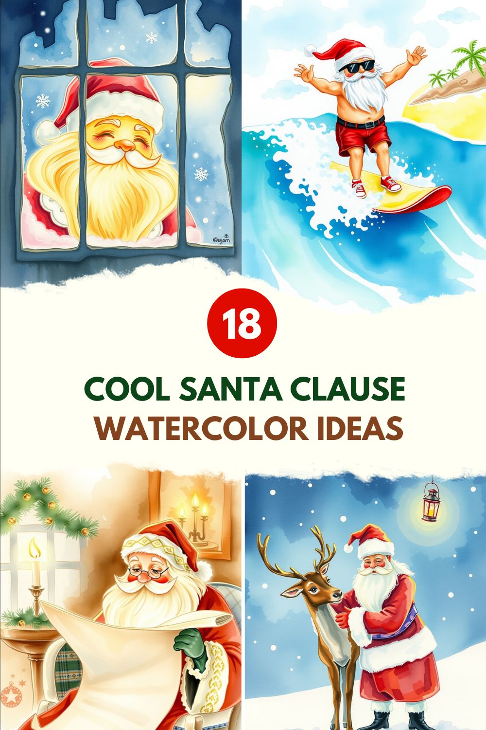 18 Easy Santa Watercolor Ideas for Beginners Cool santa clause watercolor ideas