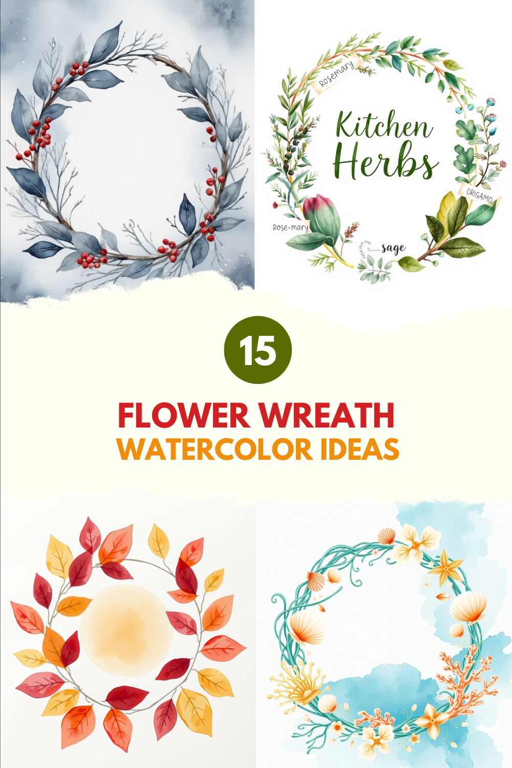 Flower wreath watercolor ideas