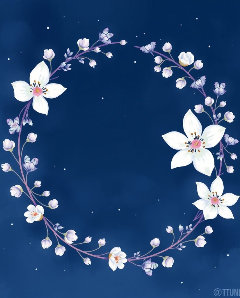 Flux Schnell A delicate nightthemed watercolor wreath featurin 2