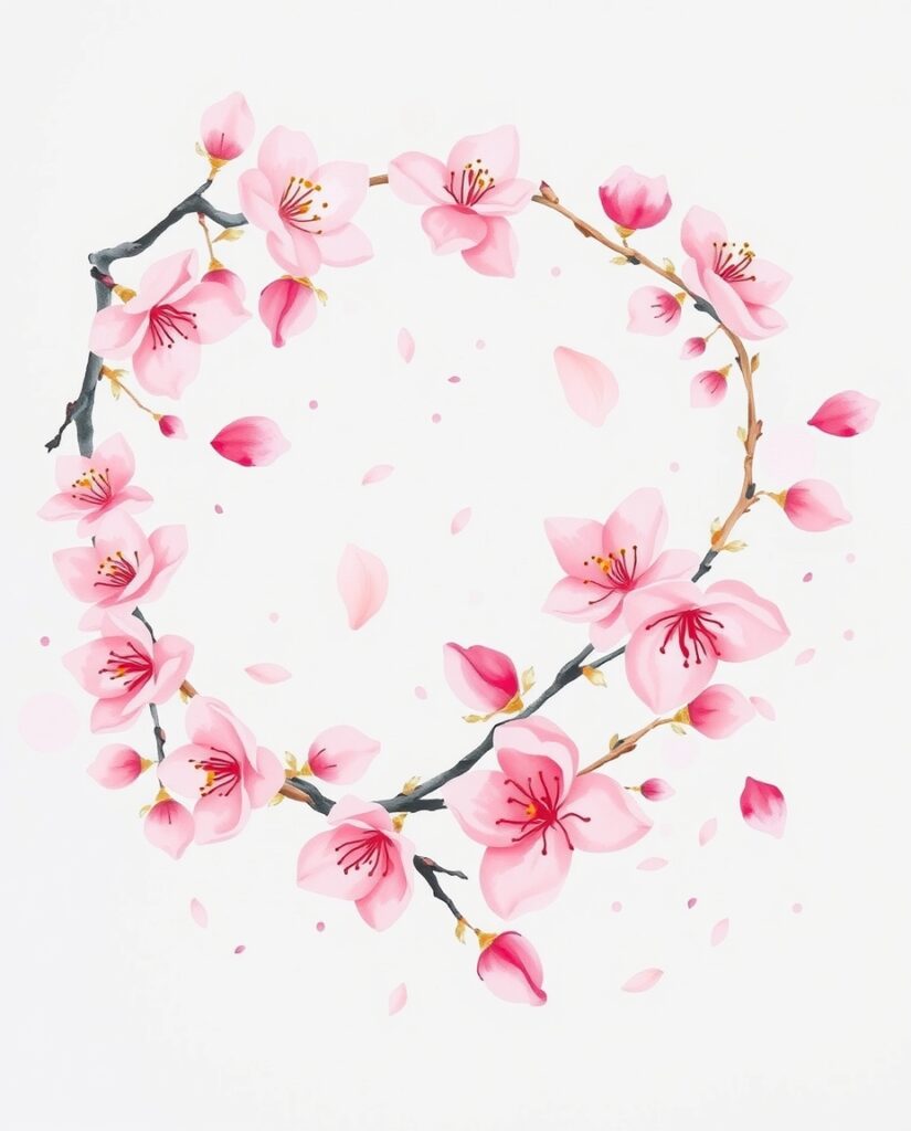 Flux Schnell A watercolor wreath of cherry blossoms and drifti 3