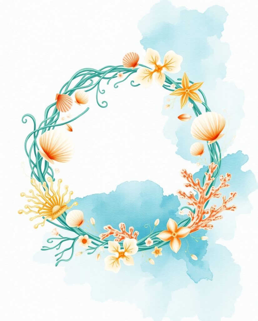 Flux Schnell An oceaninspired watercolor wreath made of delica 1