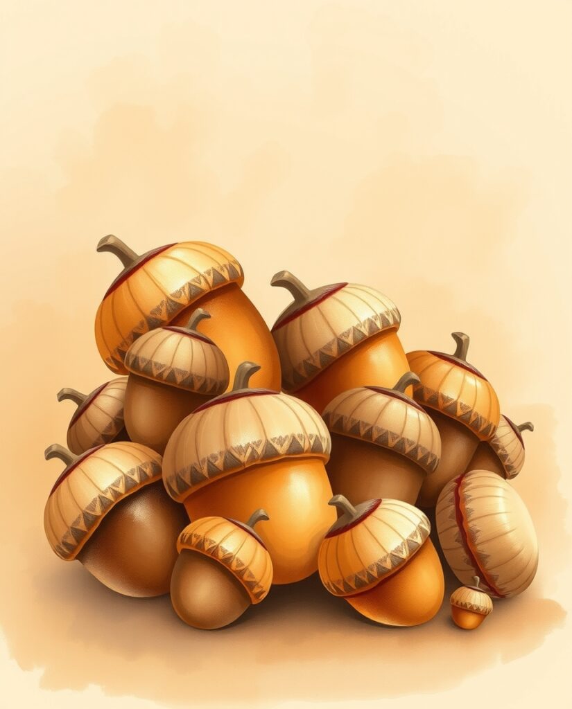 18 Calm Pine Cone and Acorn Painting Ideas Flux Schnell Art of Row acorns in various sizes ranging from s 3