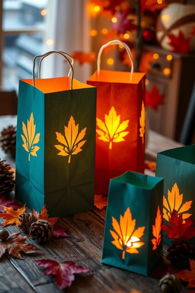 18 Easy Fall Leaf Art Project Ideas (That Actually Feel Fresh) Flux Schnell DIY paper lantern bags in autumnal hues with intr 1