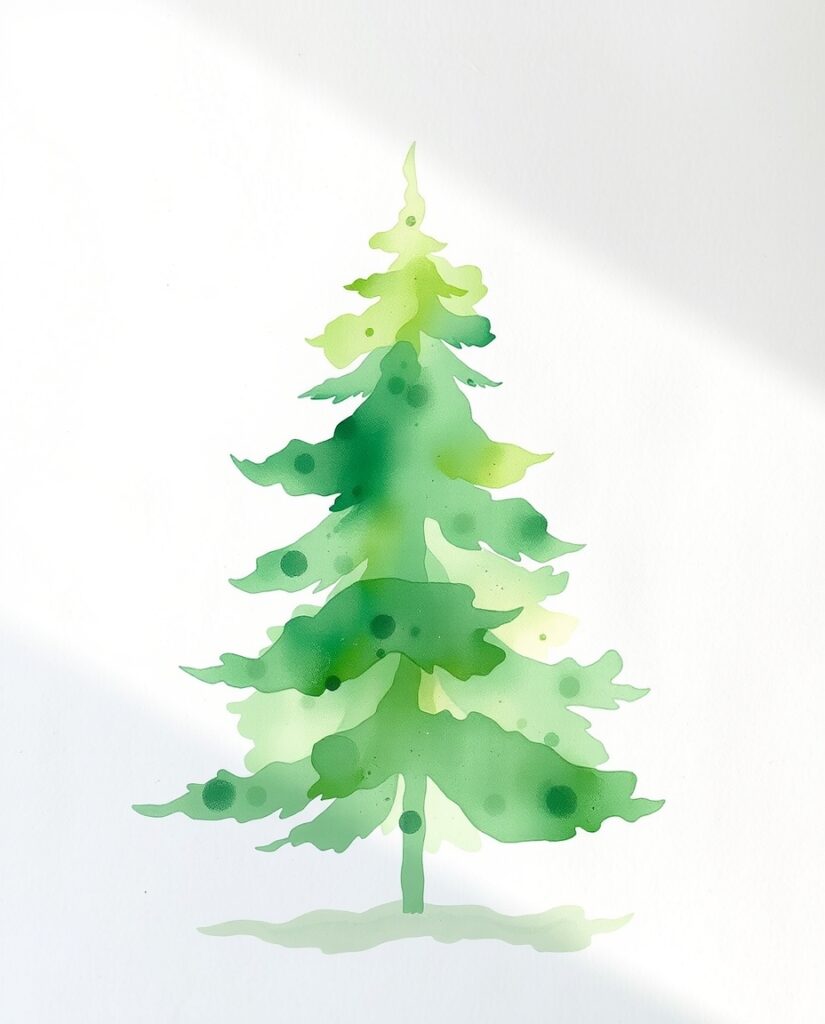 15 Minimalist Christmas Tree Art Ideas Flux Schnell Delicate watercolor painting of a Christmas tree 1