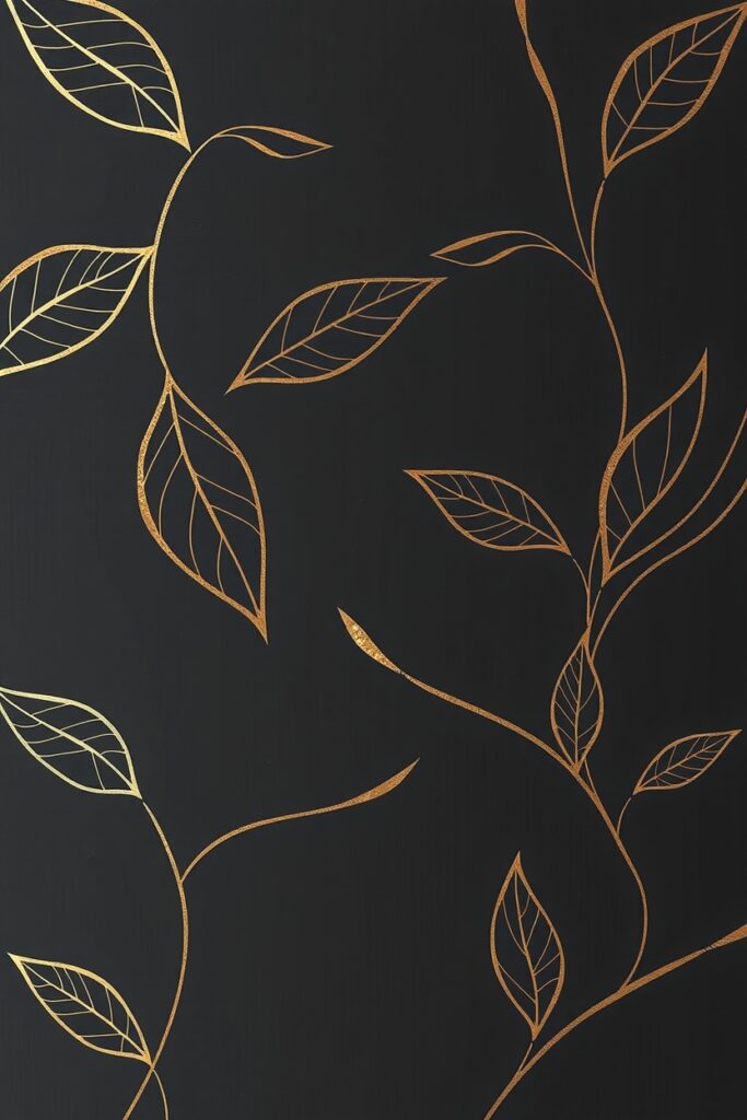 12 Leaf Pattern Ideas for Autumn Flux Schnell Elegant wallpaper painting with thin metallic gol 1