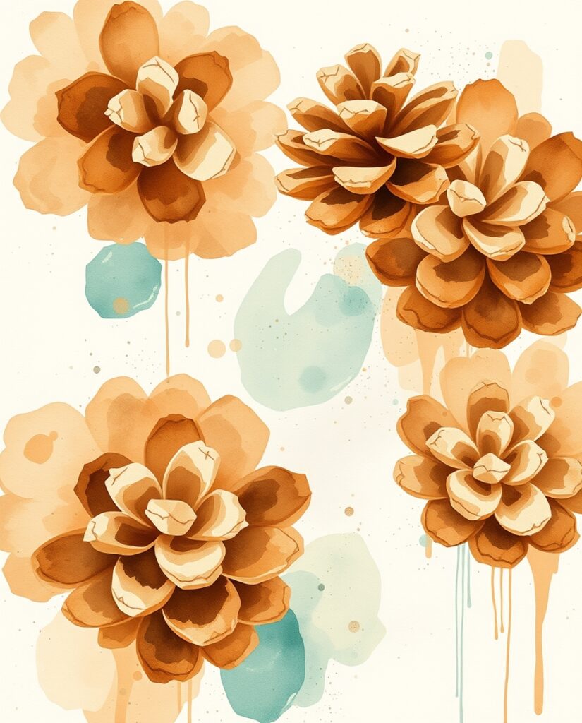 18 Calm Pine Cone and Acorn Painting Ideas Flux Schnell Loose abstract watercolor painting inspired by in 3