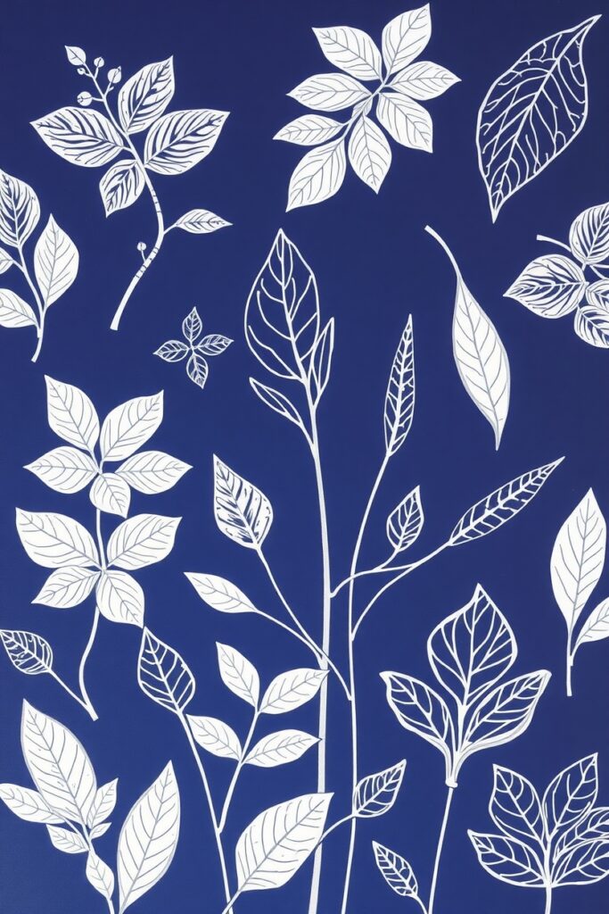 12 Leaf Pattern Ideas for Autumn Flux Schnell Painting of a detailed white technical line drawi 2