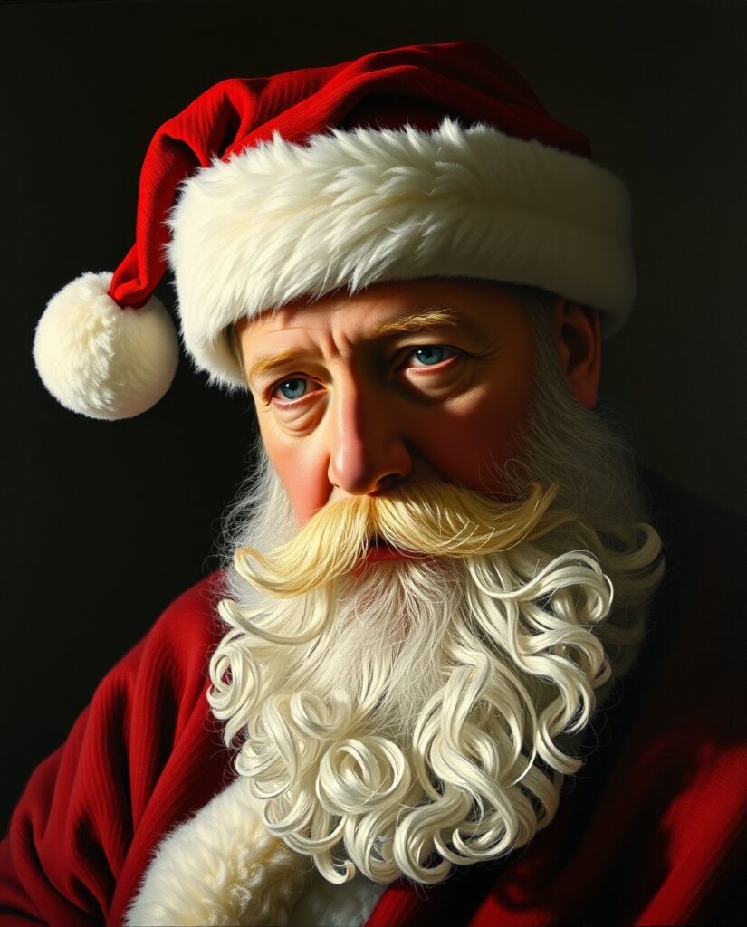 Flux Schnell Realistic oil painting of Santas face in chiarosc 1
