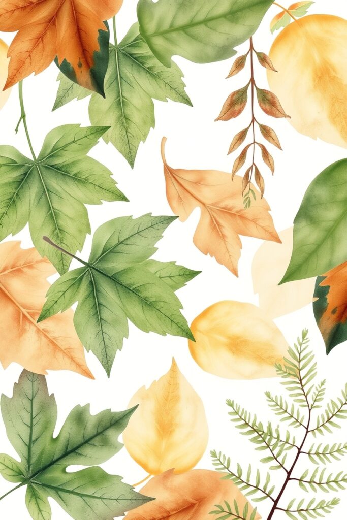 12 Leaf Pattern Ideas for Autumn Flux Schnell Soft overlapping watercolor leaves of various spe 2