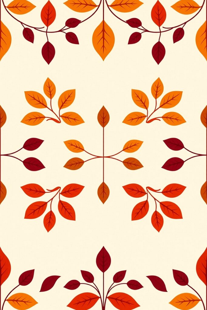 12 Leaf Pattern Ideas for Autumn Flux Schnell Symmetrical grid of stylized leaf shapes in warm 2
