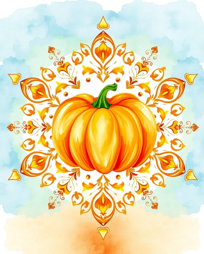 Flux Schnell Watercolor mandala design with a vibrant orange p 0