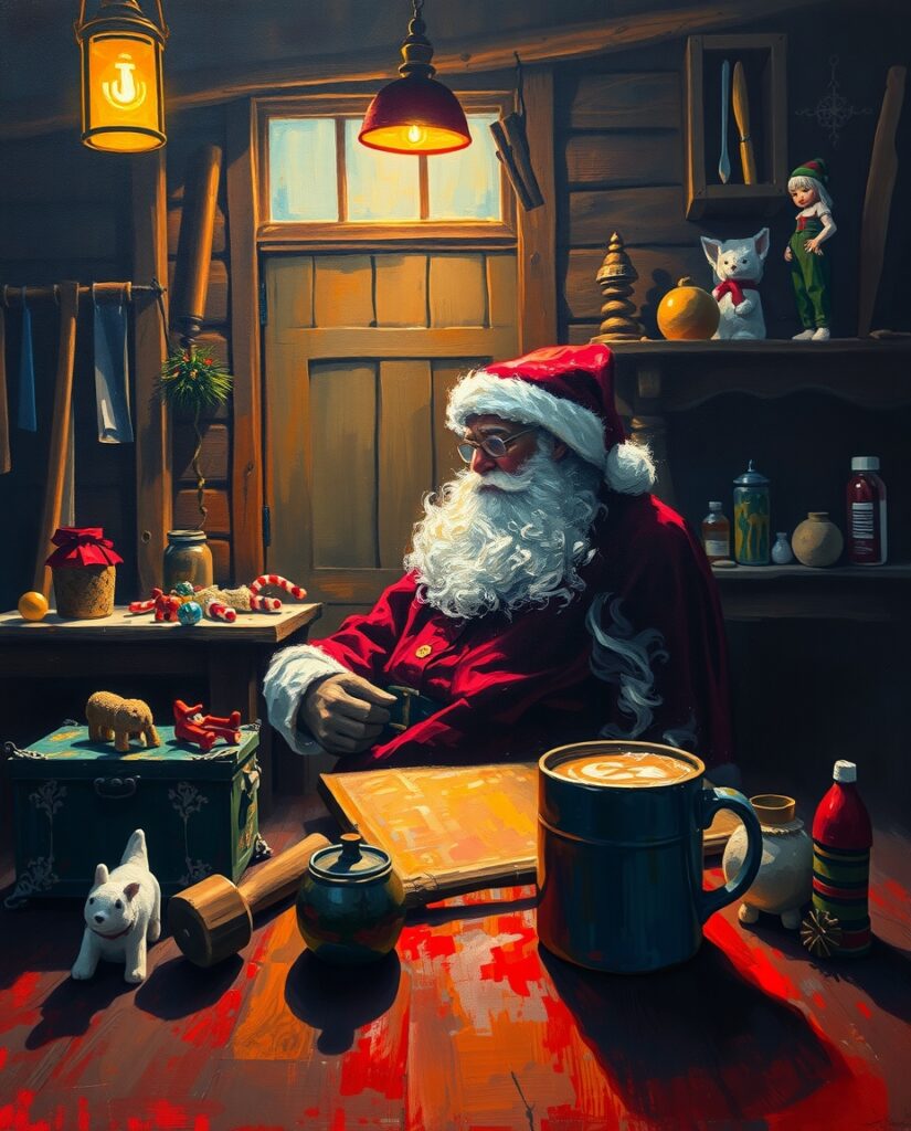 Flux Schnell bold acrylic painting Oil painting of Santa Claus 2