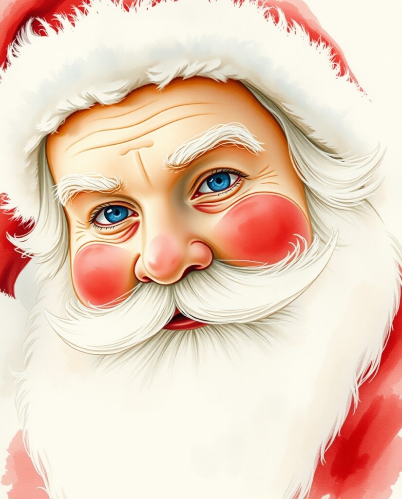 18 Easy Santa Watercolor Ideas for Beginners Flux Schnell delicate watercolor painting A closeup watercolor 1