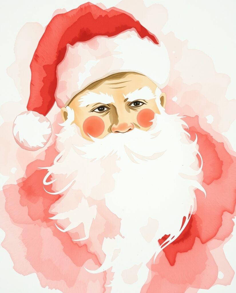18 Easy Santa Watercolor Ideas for Beginners Flux Schnell delicate watercolor painting Abstract watercolor 3