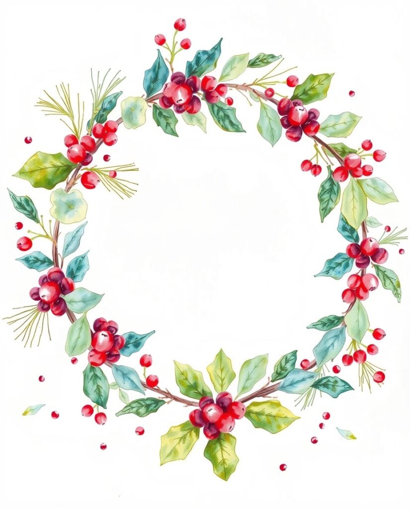 20 Beginner-Friendly Christmas Watercolor Ideas Flux Schnell delicate watercolor painting Circular watercolor 1