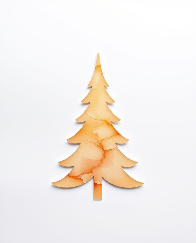 15 Minimalist Christmas Tree Art Ideas Flux Schnell delicate watercolor painting Crisp paper cutout o 3