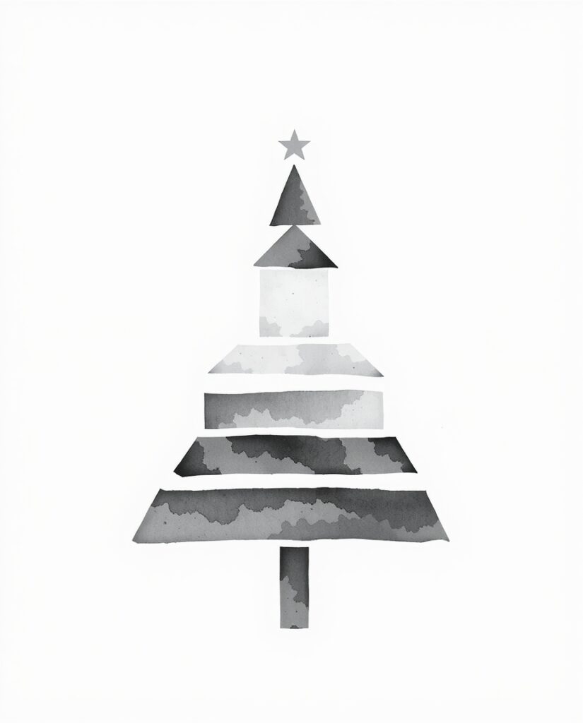 15 Minimalist Christmas Tree Art Ideas Flux Schnell delicate watercolor painting Geometric Christmas 2