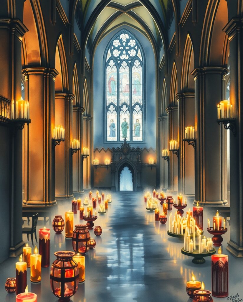 15 AI Gothic Christmas Art Ideas Flux Schnell delicate watercolor painting Gothic cathedral int 0