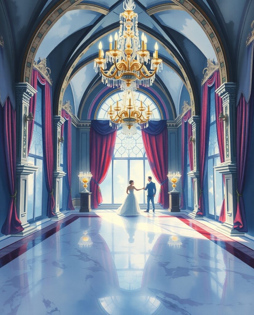 15 AI Gothic Christmas Art Ideas Flux Schnell delicate watercolor painting Grand Gothic ballroo 1