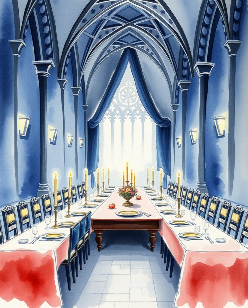 15 AI Gothic Christmas Art Ideas Flux Schnell delicate watercolor painting Long banquet table i 0