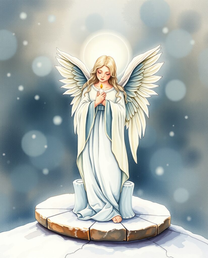 15 AI Gothic Christmas Art Ideas Flux Schnell delicate watercolor painting Marble angel with fo 2