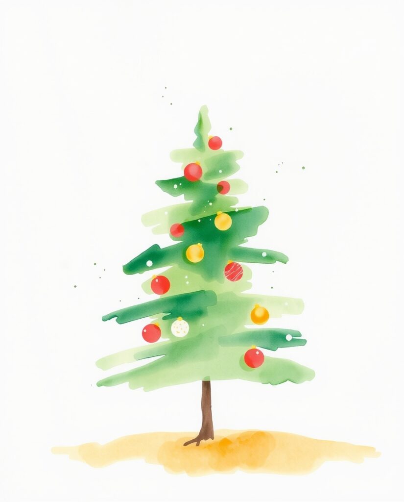 20 Beginner-Friendly Christmas Watercolor Ideas Flux Schnell delicate watercolor painting Minimal watercolor C 3