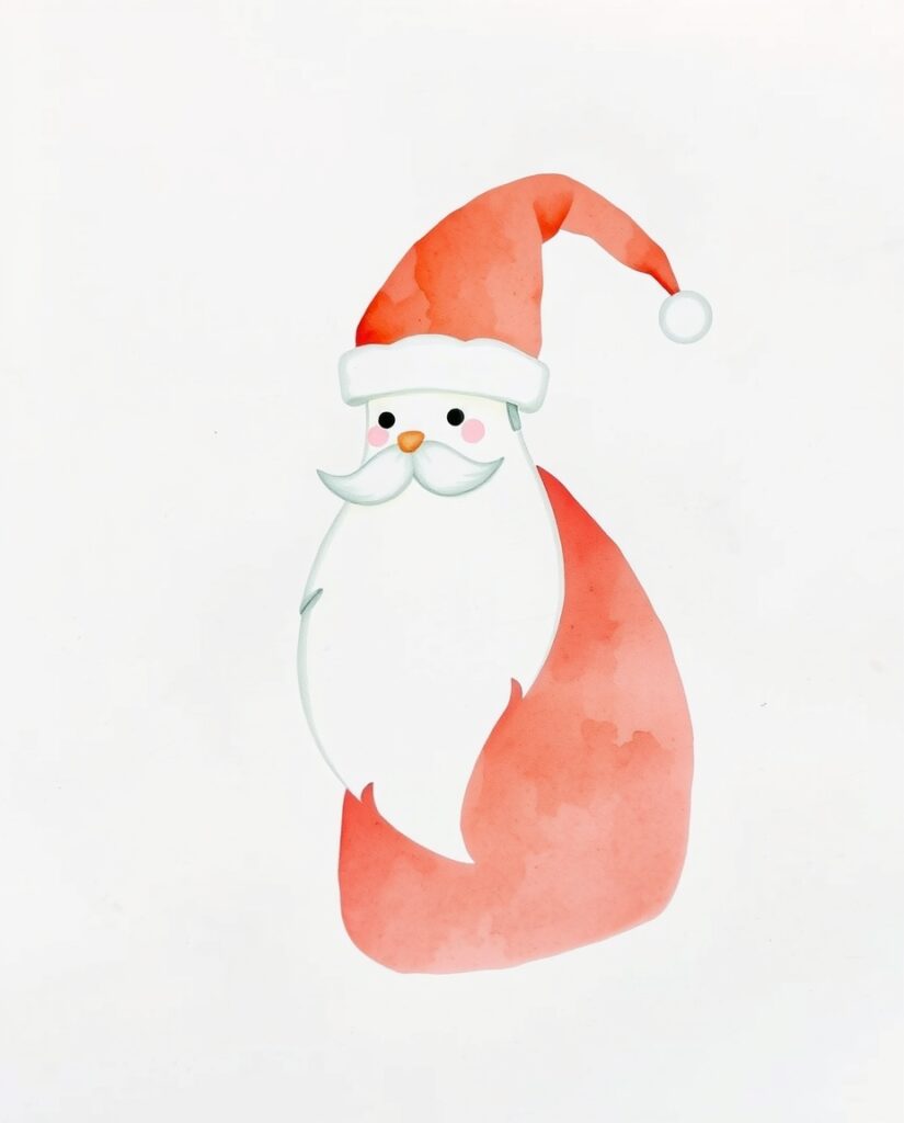 18 Easy Santa Watercolor Ideas for Beginners Flux Schnell delicate watercolor painting Minimalist watercolo 0