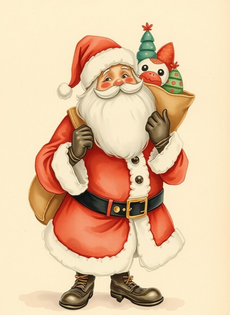 18 Easy Santa Watercolor Ideas for Beginners Flux Schnell delicate watercolor painting Oldfashioned waterco 3