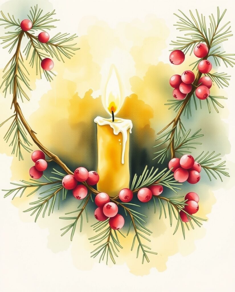 20 Vintage Christmas Art Ideas to Try This Year Flux Schnell delicate watercolor painting Painting of a Single 2