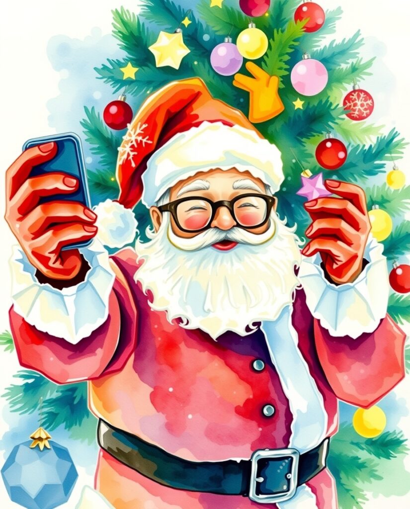 18 Easy Santa Watercolor Ideas for Beginners Flux Schnell delicate watercolor painting Playful watercolor o 0