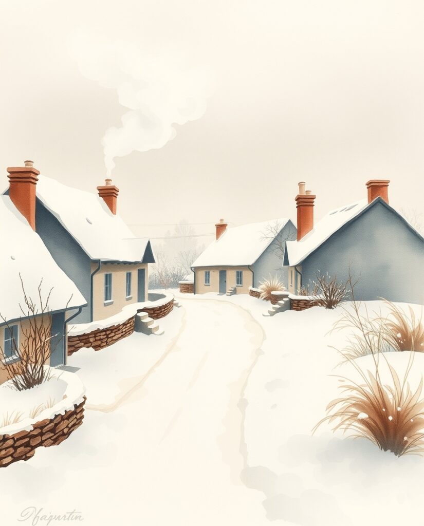 20 Vintage Christmas Art Ideas to Try This Year Flux Schnell delicate watercolor painting Quiet vintage snowco 3