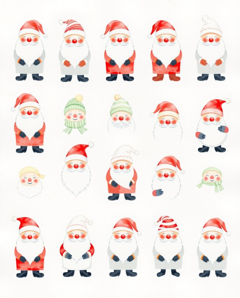 18 Easy Santa Watercolor Ideas for Beginners Flux Schnell delicate watercolor painting Series of small wate 0