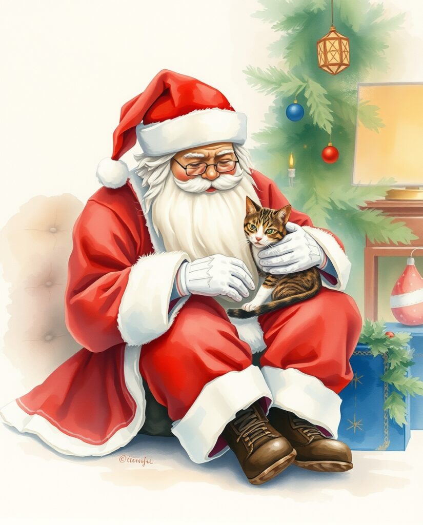 18 Easy Santa Watercolor Ideas for Beginners Flux Schnell delicate watercolor painting Soft watercolor pain 0