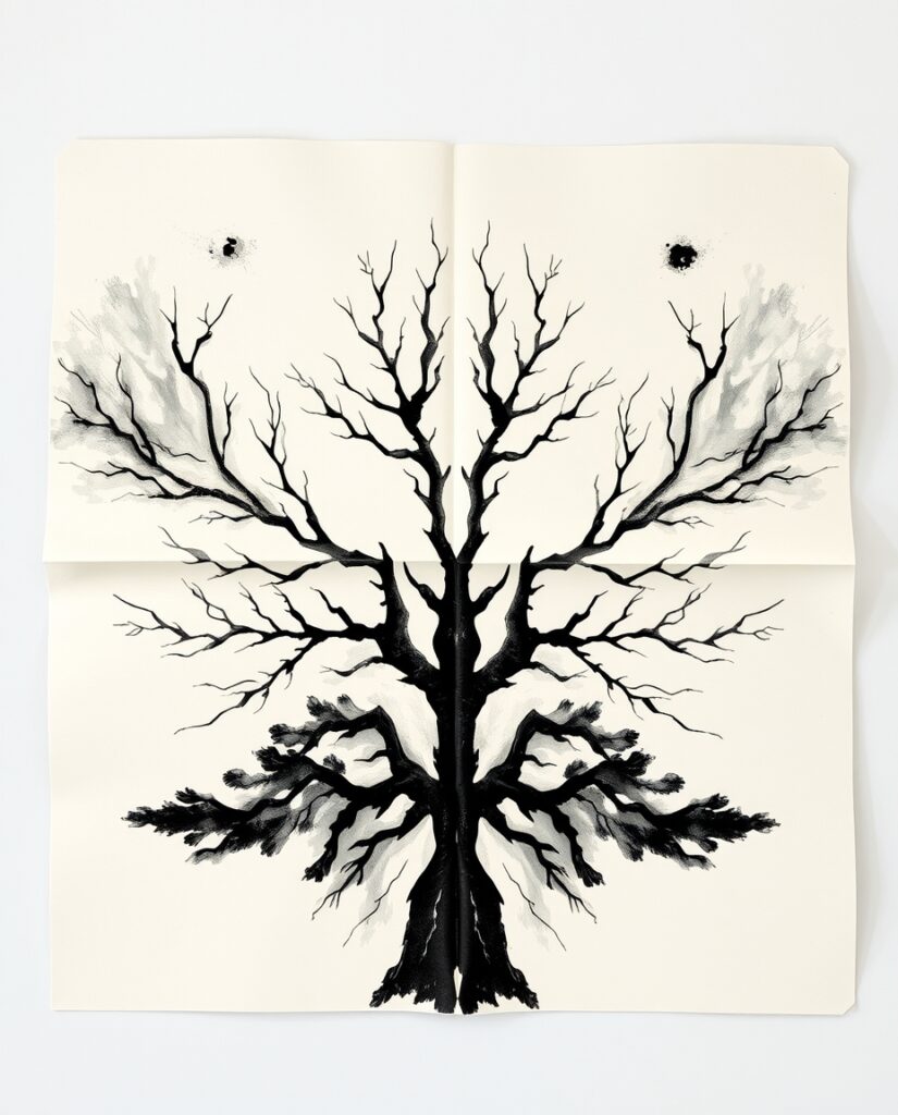 15 Minimalist Christmas Tree Art Ideas Flux Schnell delicate watercolor painting Symmetrical ink blot 0